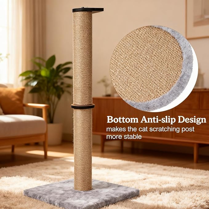 Big Cat Scratching Post for Large Cats, Cat Scratching Post Heavy Duty Posts Tower with Plush Perch, 33 Inch Tall Sisal Rope Cat Scratcher for Indoor Cats