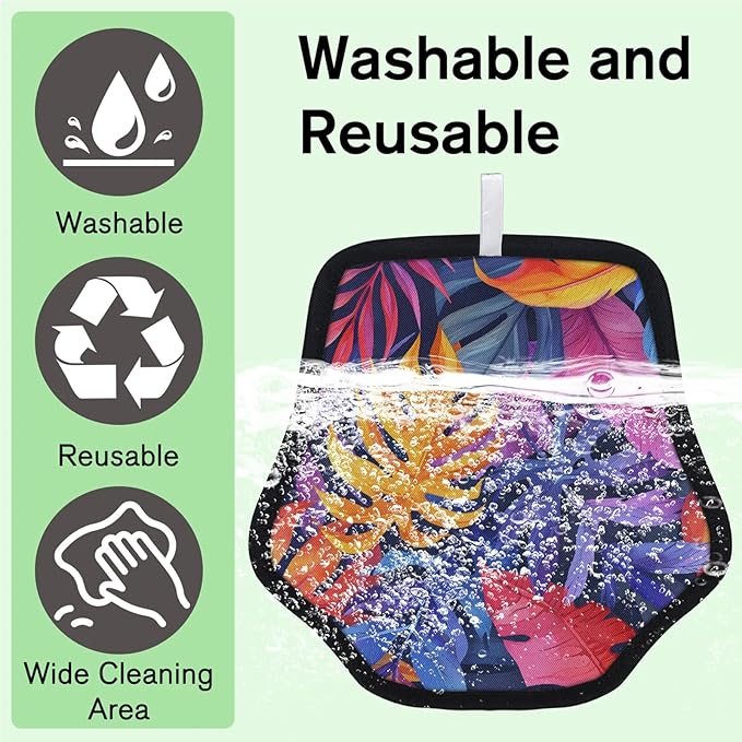 Palm Plant Print Electrostatic Pet Hair Removal Glove for Cats & Dogs - Reusable Grooming Mitt for Couch, Carpet, Car Seat & Laundry - Large 9x9 Inch
