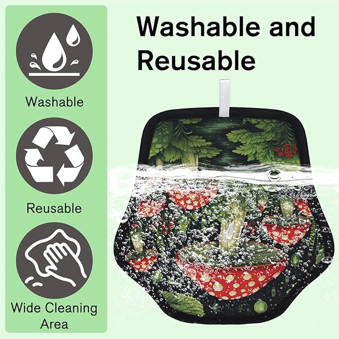 Reusable Pet Hair Removal Glove Mushroom Green Plants Magic Brush for Cat & Dog Hair Remover for Car, Sofa, Bedding, Clothes - 9x9 Mitt Washable