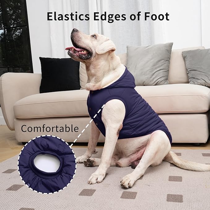 Fleece Lining Extra Warm Dog Hoodie in Winter for Medium Dogs Jacket Pet Coats with Hooded,Blue L