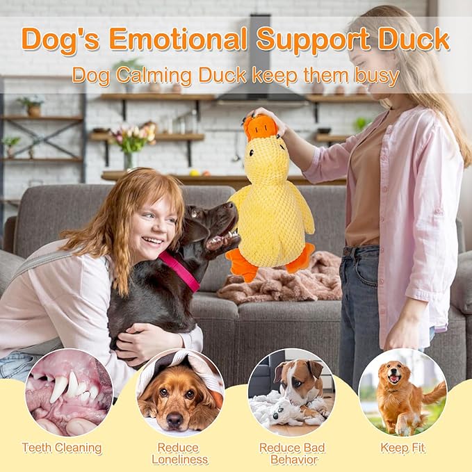 Mellow Dog Calming Duck, 2026 New Yellow Ducks Dog Toy, The Mellow Calming Duck Toy for Dogs, Quacking Sound for Indoor Dogs (Yellow)