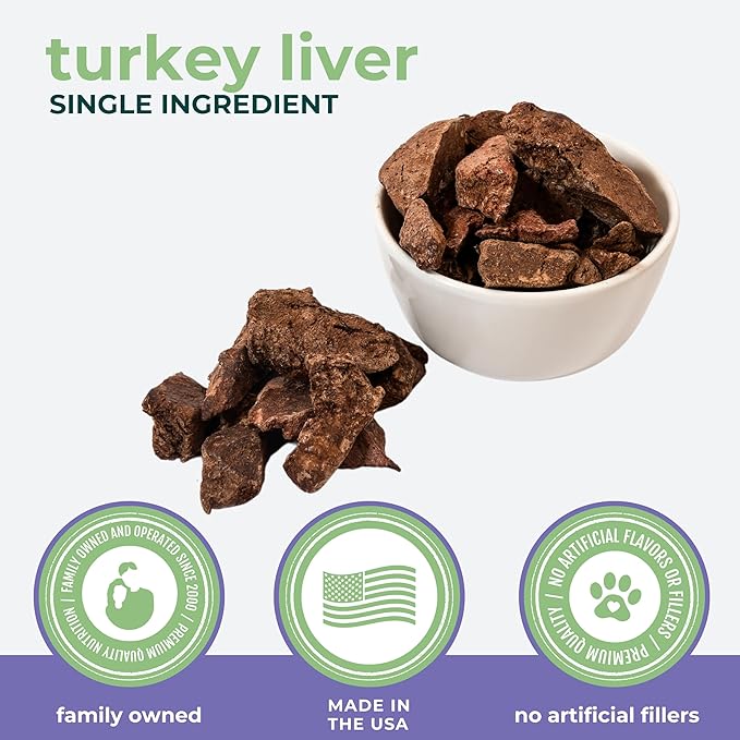 Momentum Carnivore Nutrition Freeze-Dried Turkey Liver Dog Treats & Cat Treats – Single-Ingredient, High-Protein, Grain-Free, Naturally Flavorful & Lean – Made in USA – 3.5 oz Bag