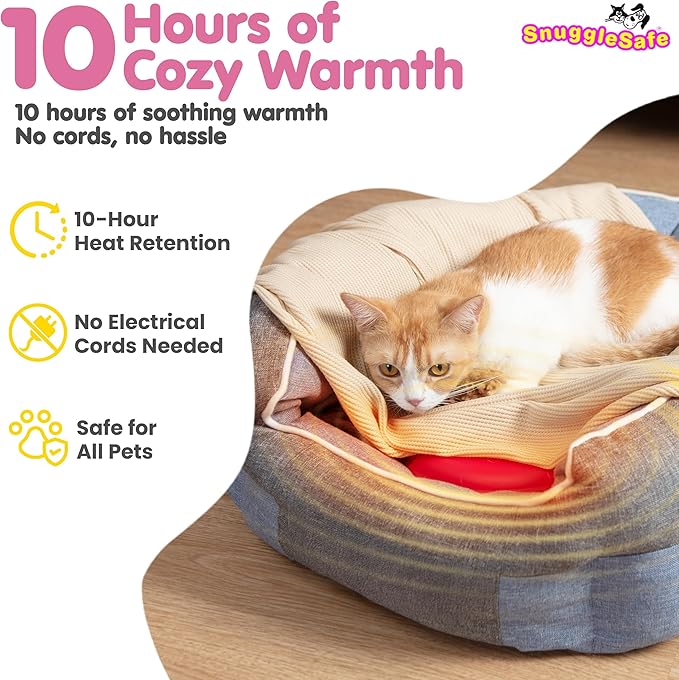 SnuggleSafe Original Microwave Heat Pad for Pets - Chew Proof, Water Resistant Heating Disc for Dogs, Cats, Rabbits, Guinea Pigs and Small Animals - Up to 10 Hours Warmth