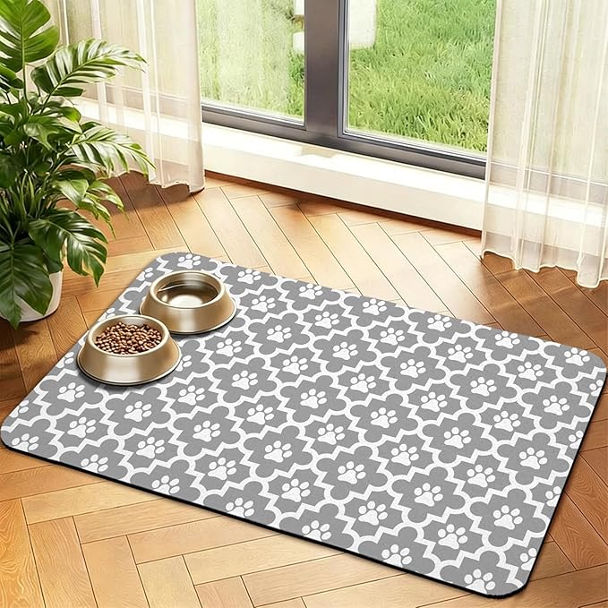 Dog Food Mat, Absorbent Waterproof Non-Slip Pet Cat Bowl Feeding Mat for Food & Water Pet Supplies 16 * 24"