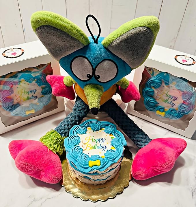 Blue Shiba Big Dog Birthday Cake- Edible Puppy Party Crispy Vanilla Rice Cake, Yogurt Icing Perfect Dog Party Cake Boxed, Iced and Decorated