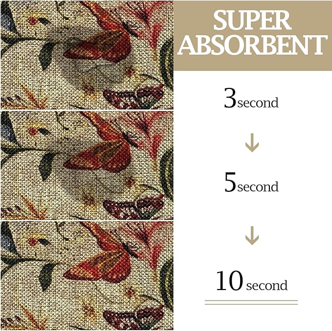 Dog Food Mats for Floors, Waterproof Quick Dry for Cat Bowl Food and Water, Eco-Friendly Accessories Pet Supplies(12"x20", Beige Color Flower)