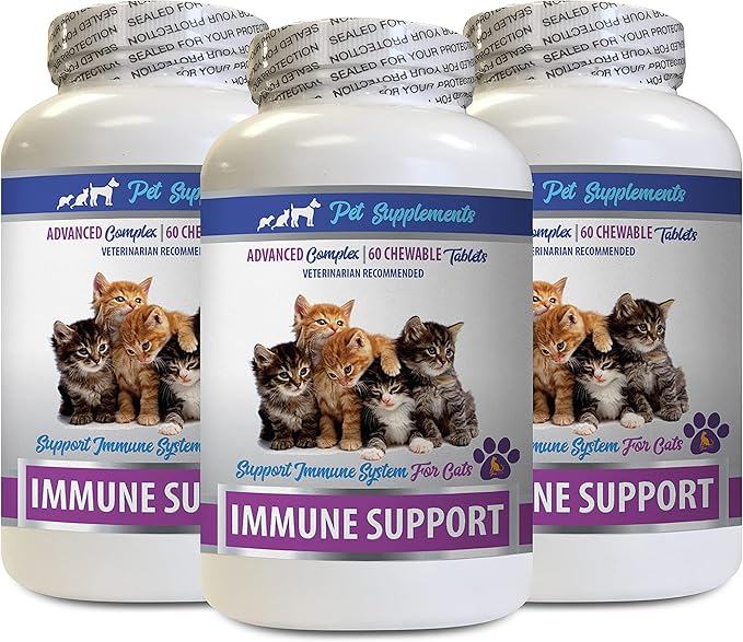 cat Immune System Support - CAT Immune Support - Booster - Premium Complex - Treats - Milk Thistle cat - 3 Bottle (180 Chews)