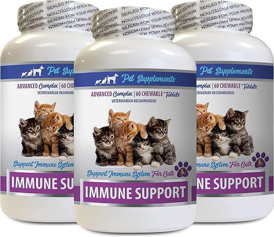 Heart Health for Cats - CAT Immune Support - Booster - Premium Complex - Treats - Selenium for Cats - 3 Bottle (180 Chews)