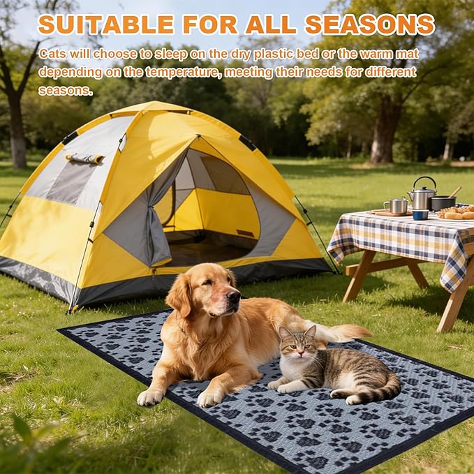 4x3 Feet Cat Bed Mats, Stain-Resistant, Washable and Easy to Clean, Reversible for Double-Sided Use, Convenient Design, Suitable for Both Outdoor and Indoor