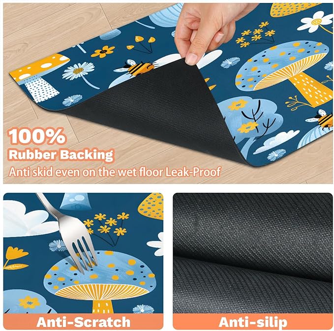 Tree Dog Food Mat for Floors Absorbent, Quick Dry Water Dispenser Mat for Food, Water, Pet Supplies 24" x 32", Flower