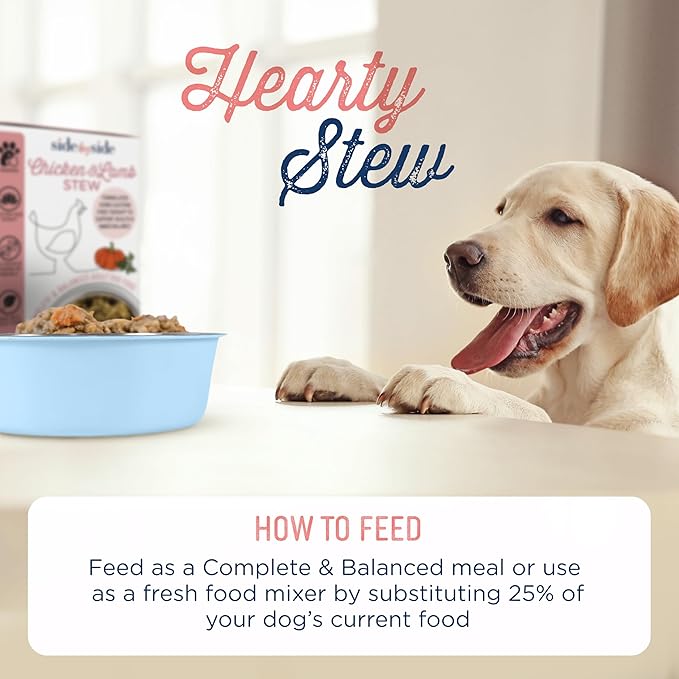 Side by Side Chicken & Lamb Stew - Warming Wet Dog Food & Dog Food Topper - Made with Nutrients & Whole Raw Ingredients - Human-Grade, No Artificial Additives or Fillers - USA Made (12.5 oz, 3-Pack)
