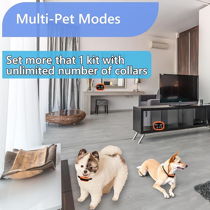 Indoor Pet Barrier for Dogs, Wireless Indoor Electric Fence, Pet Gate, Keeps Areas Off Limits, Dog Fence Waterproof/Rechargeable Training Collar (2 Dogs System)