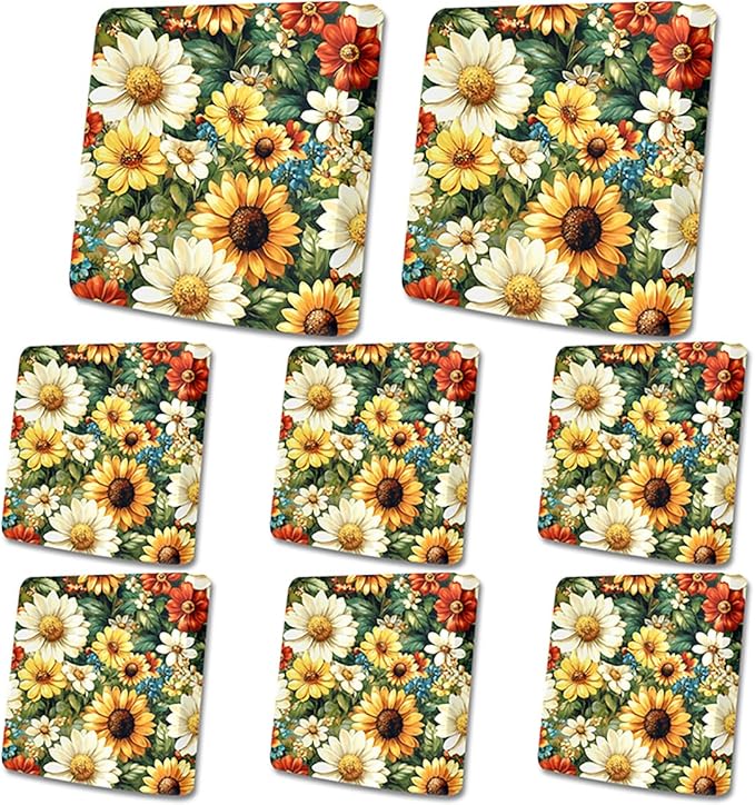 HANDONTIME 8Pcs Outdoor Patio Cushion Covers Sunflower Triangle Stretch Couch Cushion Cover Patio Couch Slipcover for Outdoor/Indoor Washable Non-Slip Furniture Protector for Pet (Multi,Cover Only)