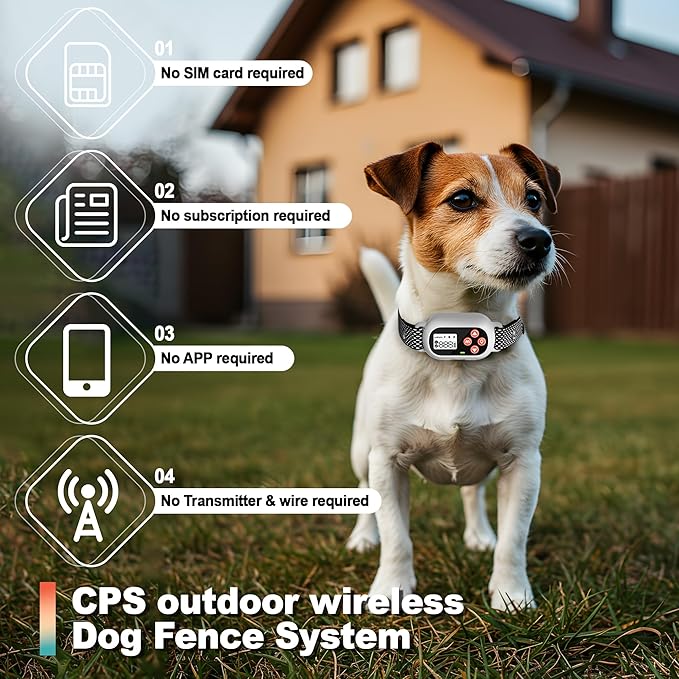 GPS Wireless Electric Dog Fence System Pet Collar for Dogs with 3 Warning Modes Radius 25-999 Yards Waterproof & Rechargeable Receiver Containment Outdoor