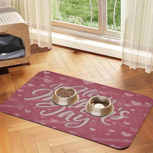 Pet Feeding Mat for Floors Waterproof Dog Mat for Food and Water Happy Mother's Day Floral Gift Mom Hh Absorbent Quick Dry Non Slip Mats Cat Bowls 24x16In
