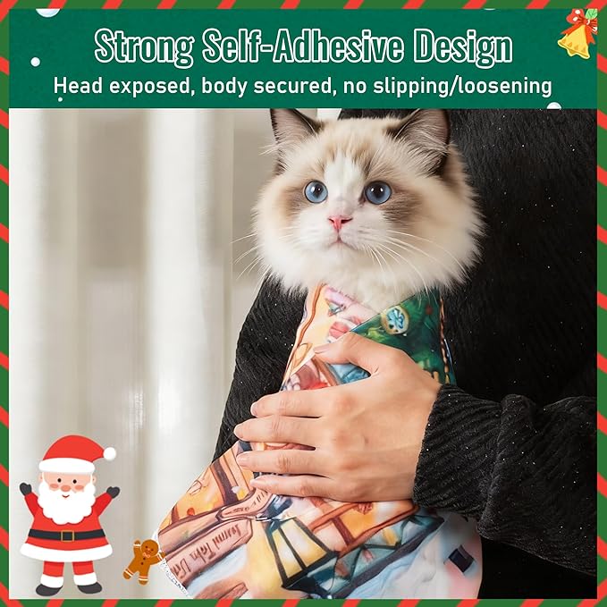 Purrfect Peace Cat Swaddle Wrap – 27.6" Professional Calming Restraint Bag for Grooming, Nail Trimming & Medicine - Adjustable Cat Restraint for Grooming, Nail Clipping & Vet Visits