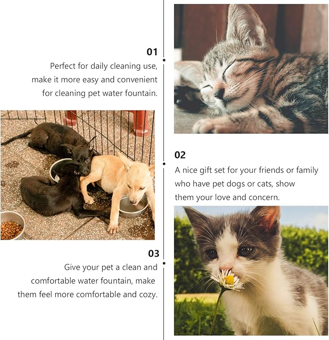 Mipcase 9 Pcs Dog Cat Water Fountain Cleaning Set Pet Drinking Dispenser Brush Cup Cleaner for Pet Water Fountain