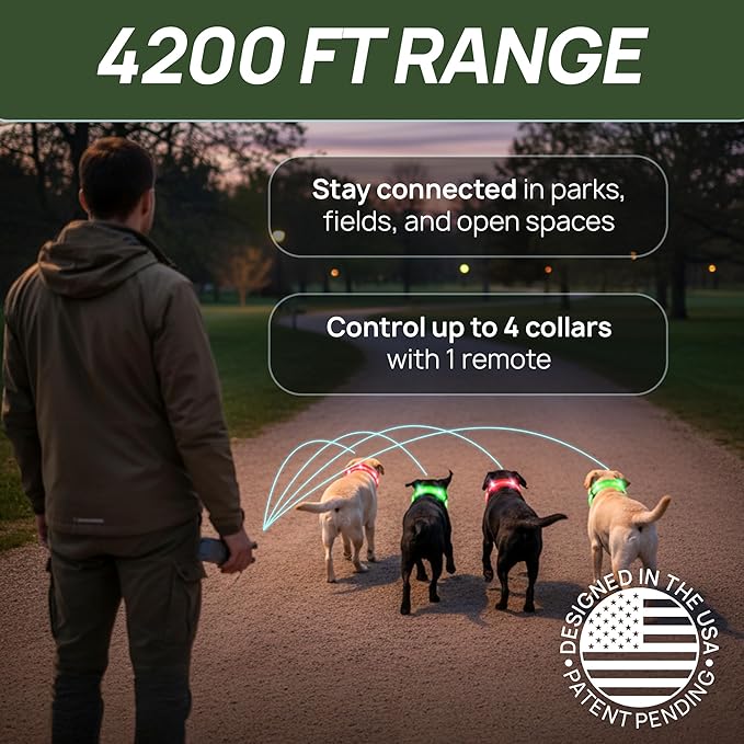 Dog Shock Collar (New Version) with 360° LED Lights – 4200FT Dog Training Collar with Remote, IPX8 Waterproof, Beep/Vibration/Safety Shock Modes, Rechargeable E-Collar for Dogs (10-120lbs)