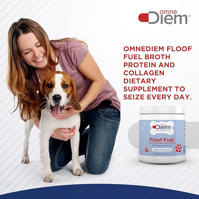 OmneDiem Floof Fuel for Cats & Dogs - Pure Norwegian Poultry Bone Broth - Pet Food Topper - Tasty Chicken Flavor, Rich in Protein - Supports The Health of The Joints, Gut, Skin & Coat - 7oz (198g)