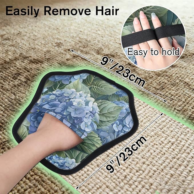 Reusable Pet Hair Removal Glove Hydrangeas Magic Brush for Cat & Dog Hair Remover for Car, Sofa, Bedding, Clothes - 9x9 Mitt Washable