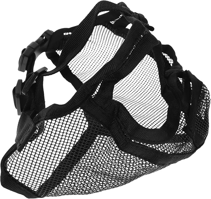 POPETPOP Short Snout Dog Muzzle for Bulldogs Adjustable Soft Breathable Mesh Mouth Cover Anti-Biting Barking Training Muzzle Medium Size Pet Supplies