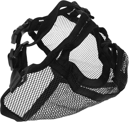POPETPOP Short Snout Dog Muzzle for Bulldogs Adjustable Soft Breathable Mesh Mouth Cover Anti-Biting Barking Training Muzzle Medium Size Pet Supplies