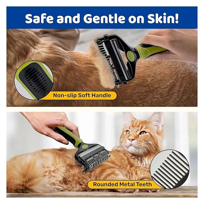 Cat Comb Brushes Dogs Grooming Shedding Supplies Dog Hair Remover Pet Deshedding Brush Pet Fur Knot Cutter Puppy(Green)