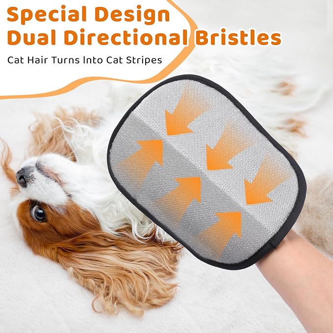 Pet Hair Remover Glove for Dogs & Cats, Newly Upgraded Reusable Electrostatic Pet Hair Gloves, Pet Hair Remover Tool for Clothing, Couch, Carpet, Car Seat（1Pcs-Black