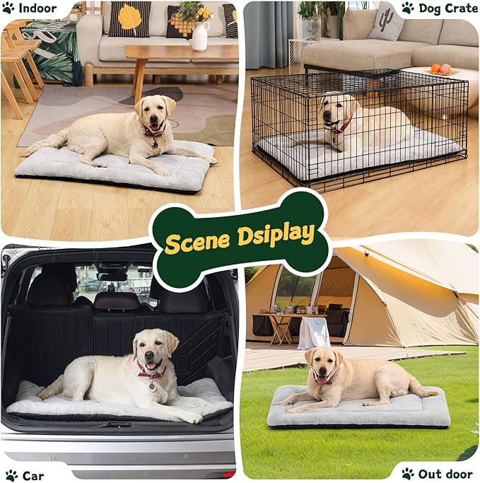 Dog Crate Pad Washable, Plush 42 x 28 Inch Anti-Slip Kennel Mat for Medium & Large Dogs, Fits Wire or Metal Crates, Travel, Home & Training Use, Dark Grey