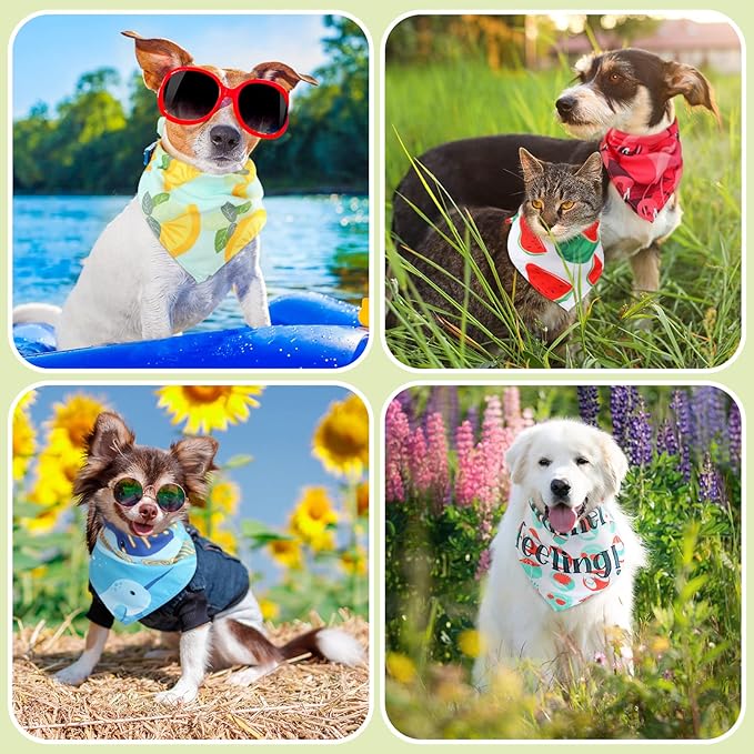 Kacctyen 300 Pcs Dog Bandanas Bulk Dog Adjustable Cute Washable Triangle Kerchief Scarf Bibs for Small to Medium Pet Seasonal Party Costume Accessories(Fresh)