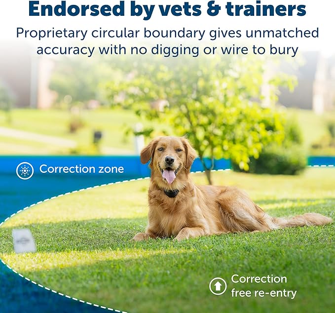PetSafe Stay & Play Wireless Fence with Replaceable Battery Collar - Circular Boundary Covers Up to 3/4 Acre
