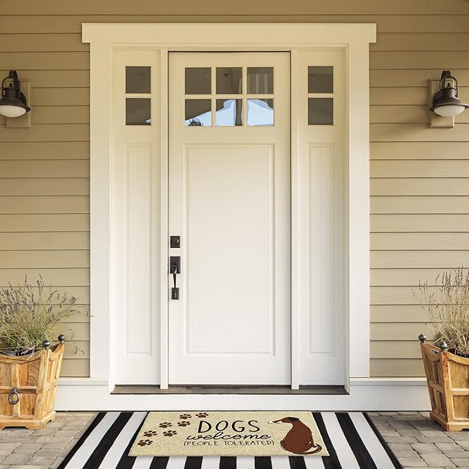 DII Pet Print Collection Natural Coir Doormat, 17x29, Dogs Welcome