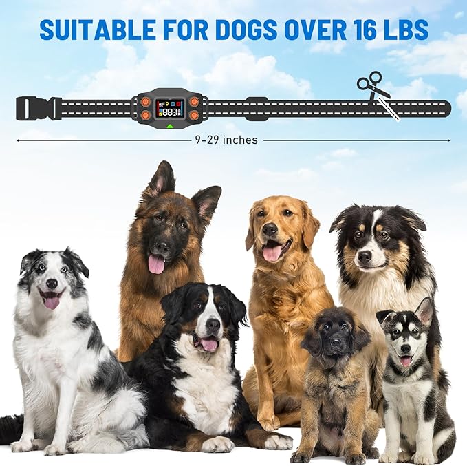 GPS Wireless Dog Fence, 3 Warning Modes, Radius 25-999 Yards, IPX7 Waterproof Collar, Electric Fence for Dogs, Pet Containment System, Outdoor Use, for Dogs Over 16 Lbs