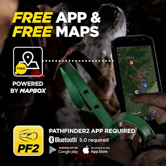 Dogtra Pathfinder 2 GPS Tracker e Collar + Titanium Contact Points 3/4" | 9 Mile, LED Light, No Monthly Fees, Waterproof, Smartwatch Control, Satellite Tracking, Multiple Dogs, Smartphone Required