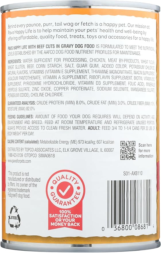 Happy Life Beef Cuts in Gravy, 22 Ounce