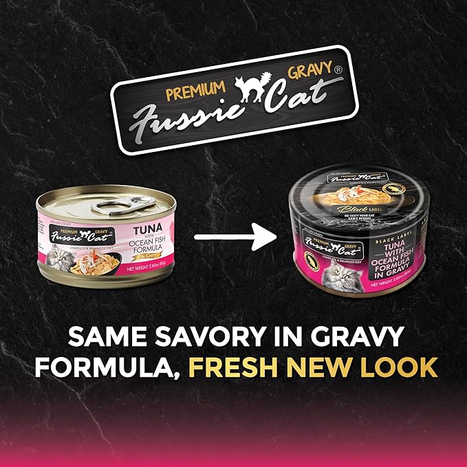 Fussie Cat Premium Tuna with Oceanfish in Gravy Wet Cat Food - 2.82oz Cans - Case of 24 Cans (Tuna with Ocean Fish in Gravy)