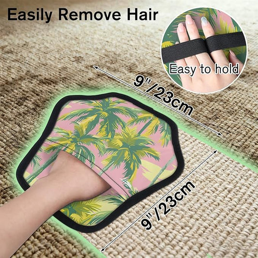 Reusable Pet Hair Removal Glove Tall Coconut Tree Magic Brush for Cat & Dog Hair Remover for Car, Sofa, Bedding, Clothes - 9x9 Mitt Washable