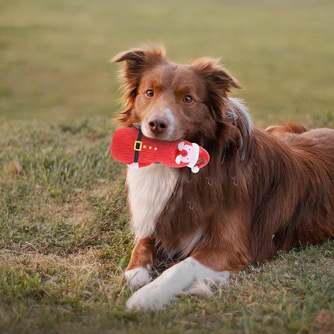 Uonlytech Christmas Latex Squeaky Dog Interactive Chewing Red Santa Snowman for Puppies and Dogs Holiday Play Pet Supplies