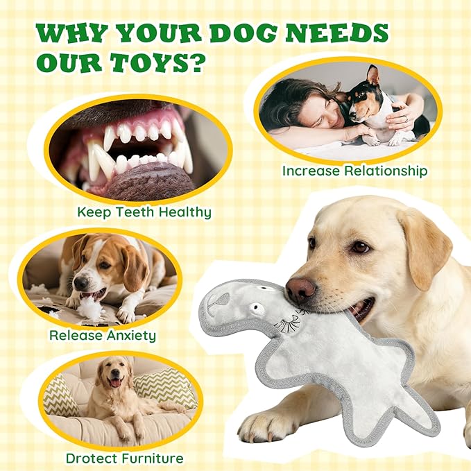 No Stuffing Dog Squeaky Toys, Tough Durable Plush Chew Toy for Boredom and Teething, Interactive Dog Toys for Small Medium Large Dogs to Keep Them Busy (5 PCS)