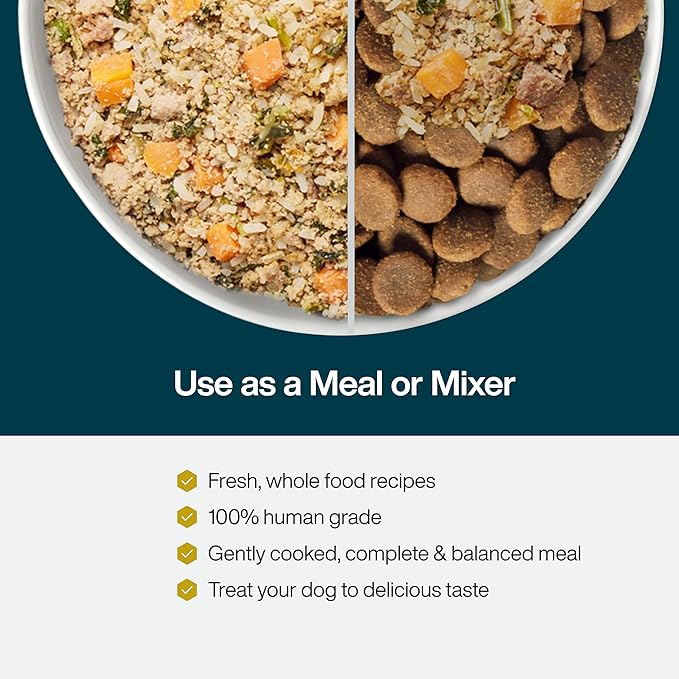 JustFoodForDogs Frozen Fresh Dog Food, Complete Meal or Dog Food Topper, Chicken & Rice Human Grade Dog Food Recipe, 72 oz (Pack of 7)