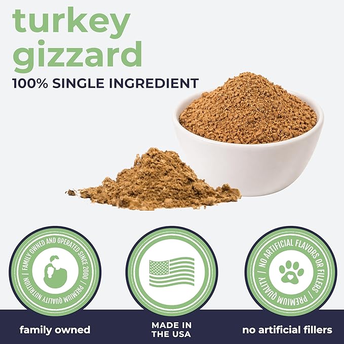 Momentum Carnivore Nutrition Freeze-Dried Turkey Gizzard Pet Food Topper – Single-Ingredient, All-Natural Topper – High-Protein for Dogs and Cats, Grain-Free and Made in The USA– (3.75 oz Bag)