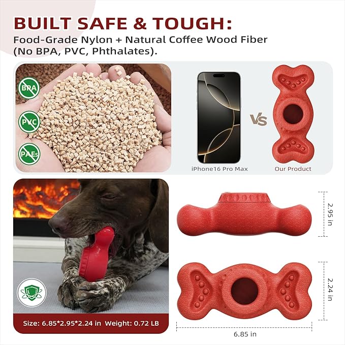 SHINKAI Interactive Frozen Dog Chew Toy – Fill & Freeze for Long-Lasting Play, Dental Safe, Indestructible for Aggressive Chewers, Keeps Dogs Busy & Calm for Small, Medium & Large Breeds (Red)