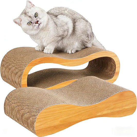 2 in 1 Cat Scratcher Bed, Cat Scratching Board, Cats Scratcher Set, Scratch-Resistant Cat Scratching Post Large (27.5L X 9H in.) Corrugated Cardboard
