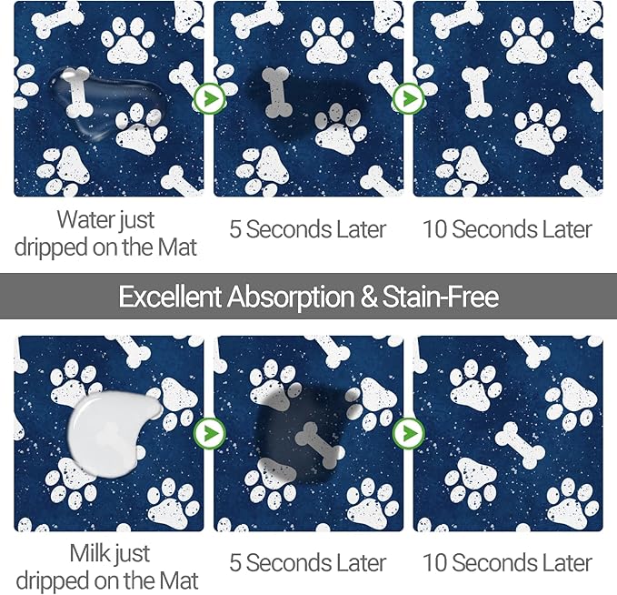 Dog Food Mat, Absorbent Waterproof Non-Slip Pet Cat Bowl Feeding Mat for Food & Water Pet Supplies 16 * 24"