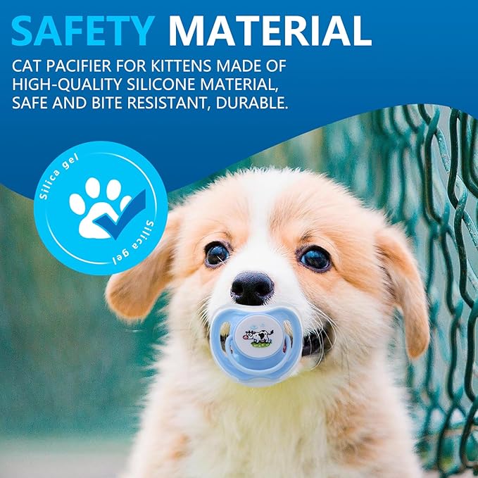 4Pcs Kitten Teething Toys, Food-Grade Safe Puppy Pacifier Teething Toys with Lid, Cute Chewable Kitten Pacifier Soothing Essential Pet Supplies Chew