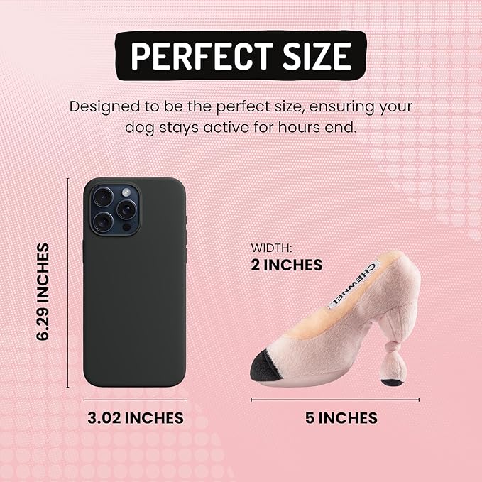 Dog Diggin Designs Chewnel “Tie Me in Knots” Shoe Plush Dog Toy | Luxury-Inspired Parody Designer Heel with Squeaker, Soft Plush Fashion Dog Toy – High Heel Essentials