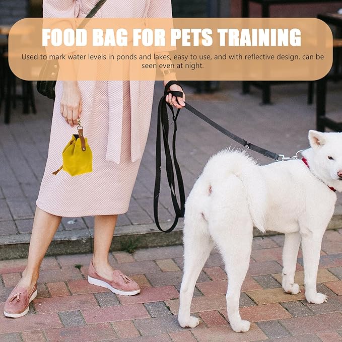 Kisangel Dog Treat Pouch Large Capacity Felt Drawstring Bag with Keychain Portable Outdoor Puppy Snack Training Food Container for Pet Supplies