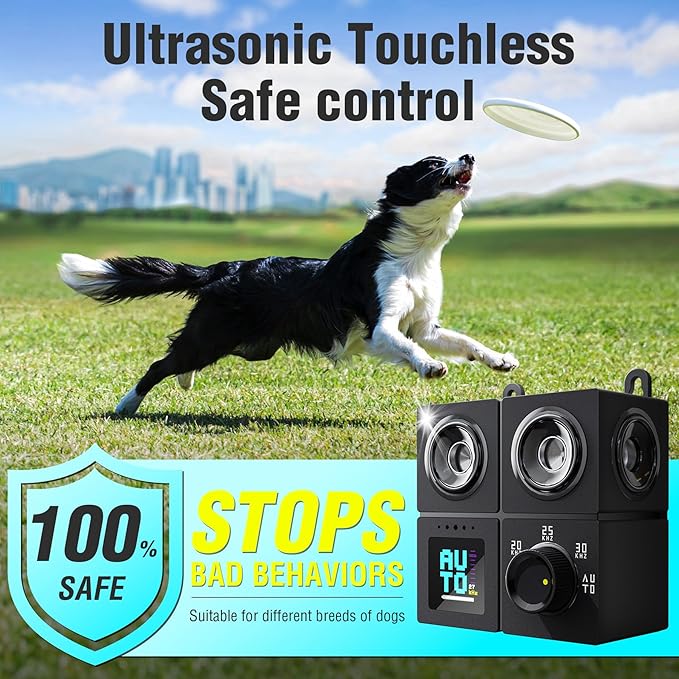 Anti Barking Device for Dogs, Ultrasonic Dog Bark Deterrent Devices with 4 Modes Up to 50ft (270°), Dog Barking Deterrent Devices, Bark Box, Barking Control Devices for Dog Training in Outdoor/Indoor