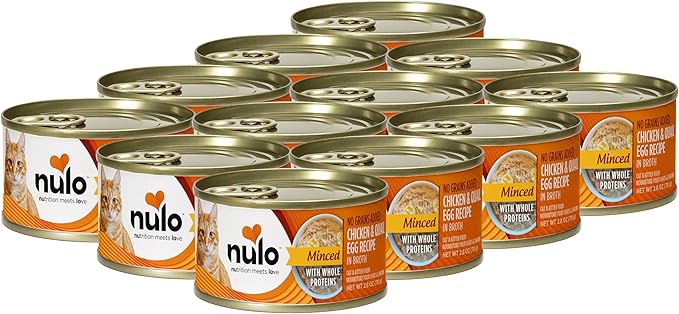 Nulo Grain-Free Minced with Whole Proteins Wet Canned Cat and Kitten Food, Chicken with Whole Quail Egg in Broth, 2.8 Ounce, 12 Cans