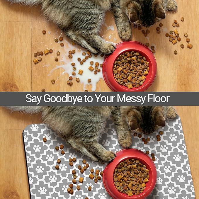 Dog Food Mat, Absorbent Waterproof Non-Slip Pet Cat Bowl Feeding Mat for Food & Water Pet Supplies 12 * 20"